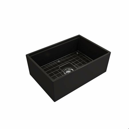 BOCCHI Contempo Workstation Apron Front Fireclay 27 in. Single Bowl Kitchen Sink in Matte Black 1628-004-0120